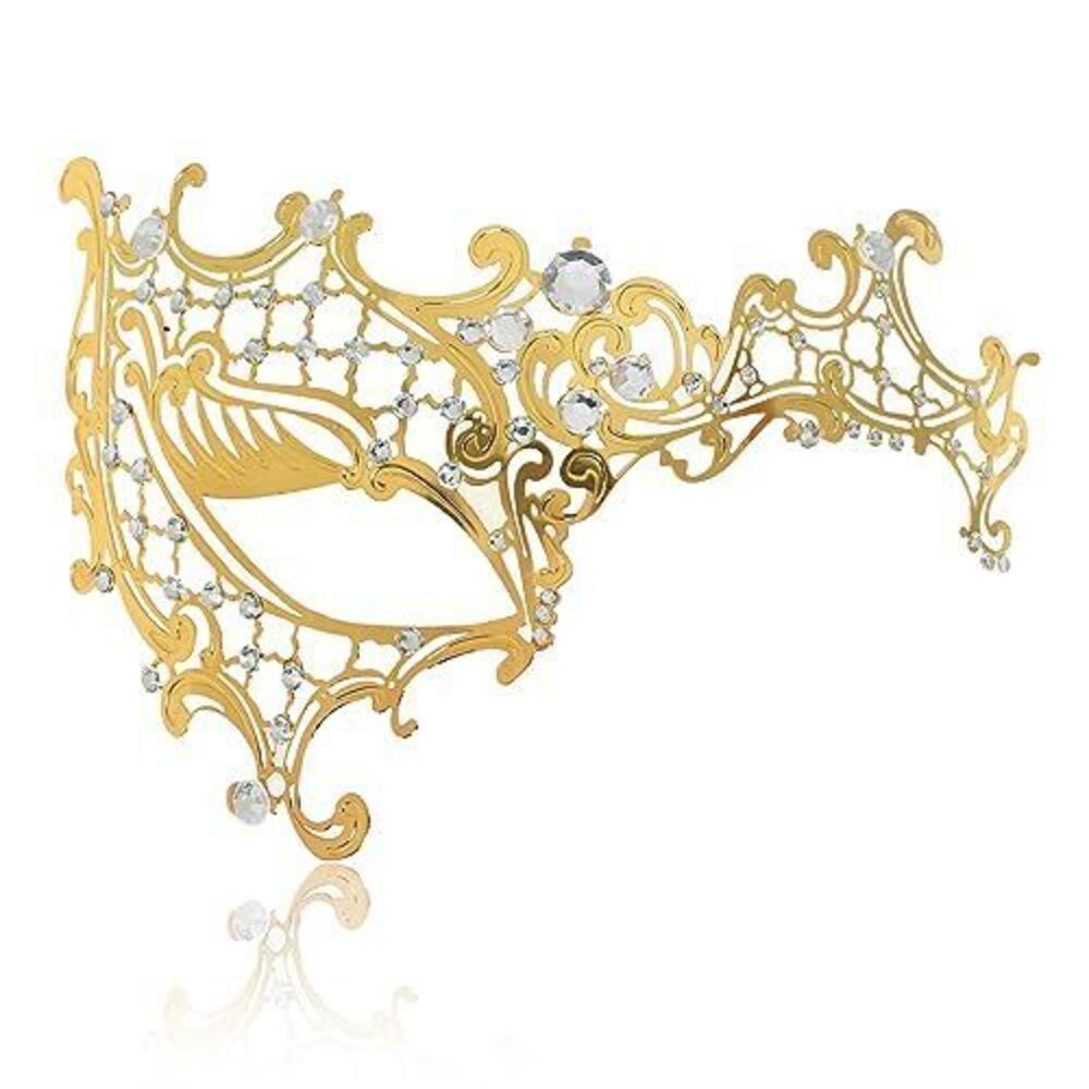 7801 Masquerade Mask Shiny Rhinestone Metal Mask Venetian Mask for Party